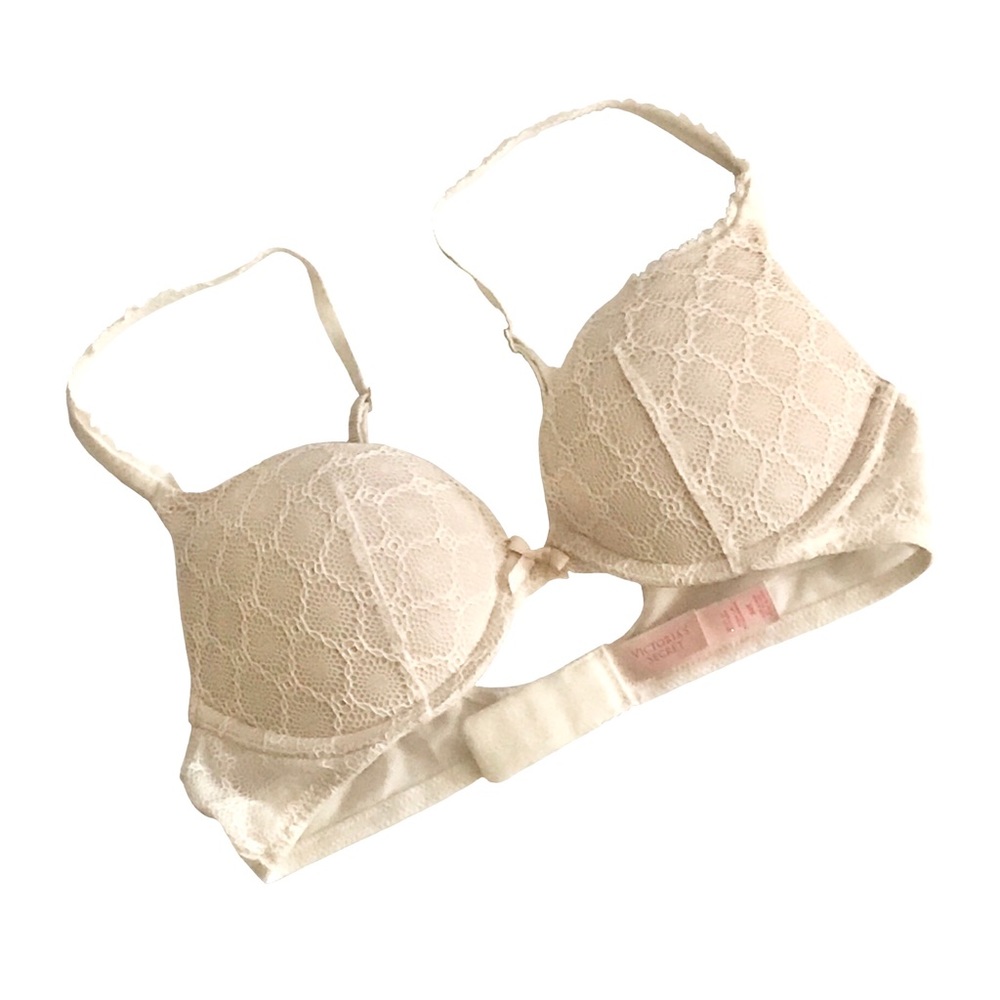 Body By Victoria Push-up Ivory Fishnet Lace Bra